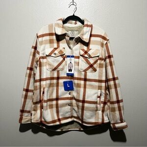 SAGE- NWT Women's Beige and Brown Plaid Jacket Size L